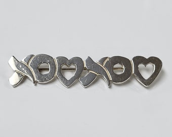 Sterling zilveren XO hart knuffels en kusjes Mexico broche (V04)