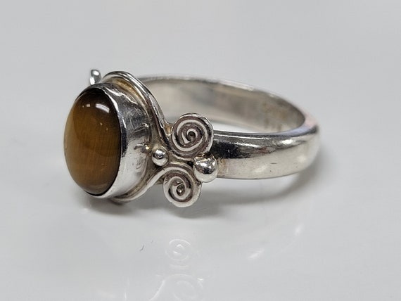 Sajen Sterling Silver Tiger's Eye Solitaire Swirl… - image 2