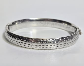925 Sterling Silver Gold Plated Vintage Textured Hinged Bangle