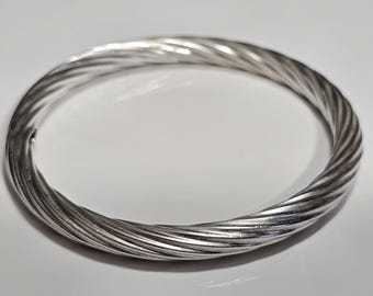 Sterling Silver Twisted Textured Stackable Bangle Bracelet SIZE 7.75 in