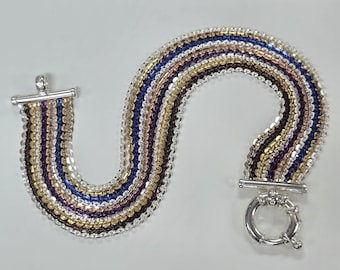 Vintage Milor Sterling Silver Multi Color 10 Strand Chain Bracelet Size 8 in