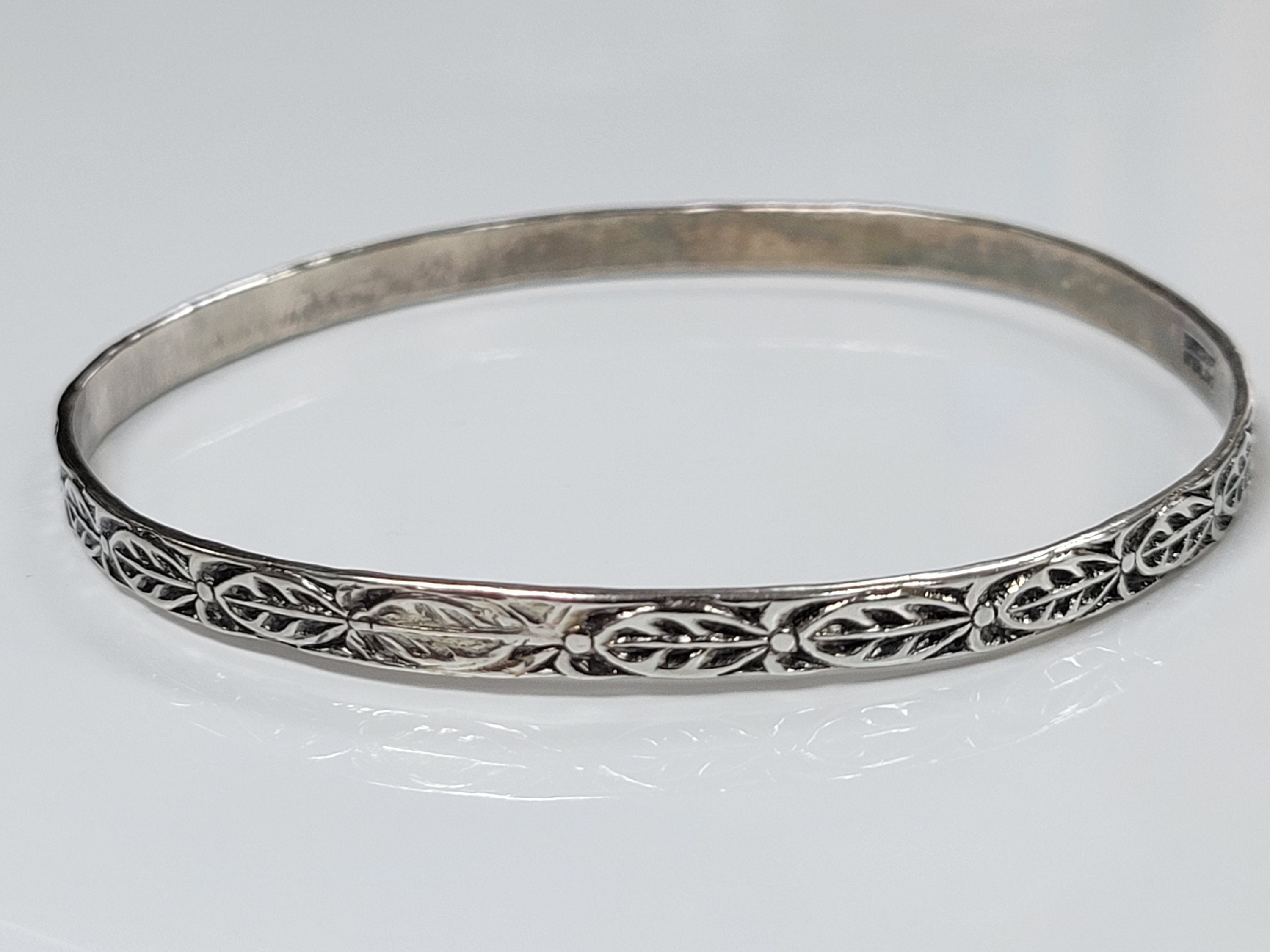 Danecraft Sterling Silver Textured Stackable Bangle Bracelet SIZE