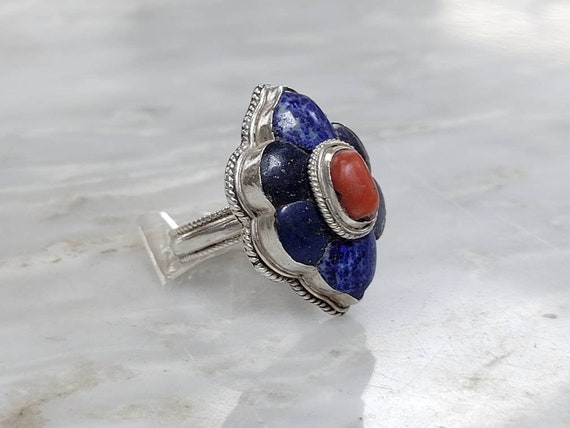 Vintage Sterling Silver Large Lapis Lazuli and Co… - image 3