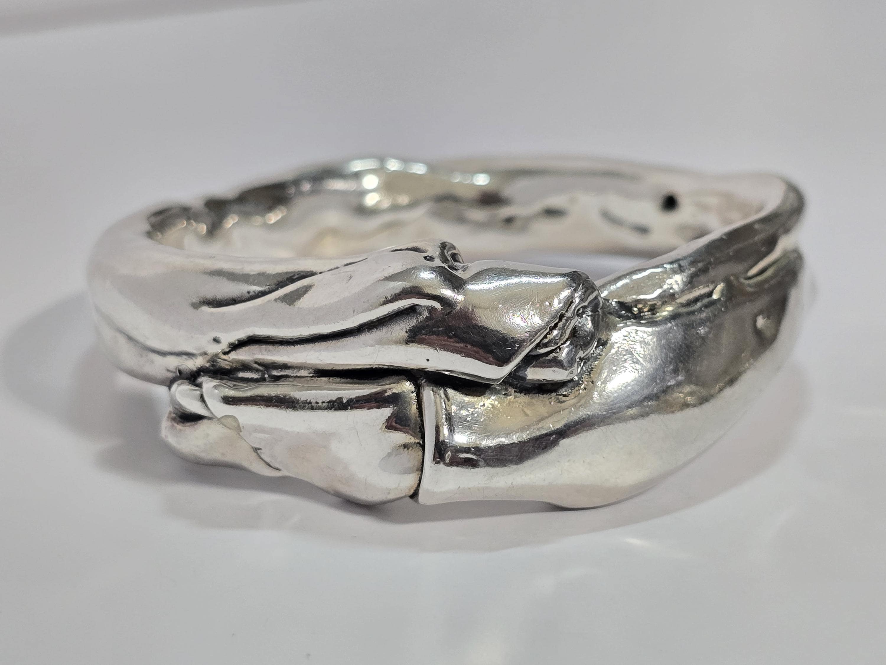 Vintage Large Sterling Silver Electroform Bangle Bracelet SIZE 7.75 in