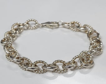 PRY シュウト　Antique Silver Chain Bracelet Sterling Silver Cable Chain Bracelet Size 7 In - Etsy