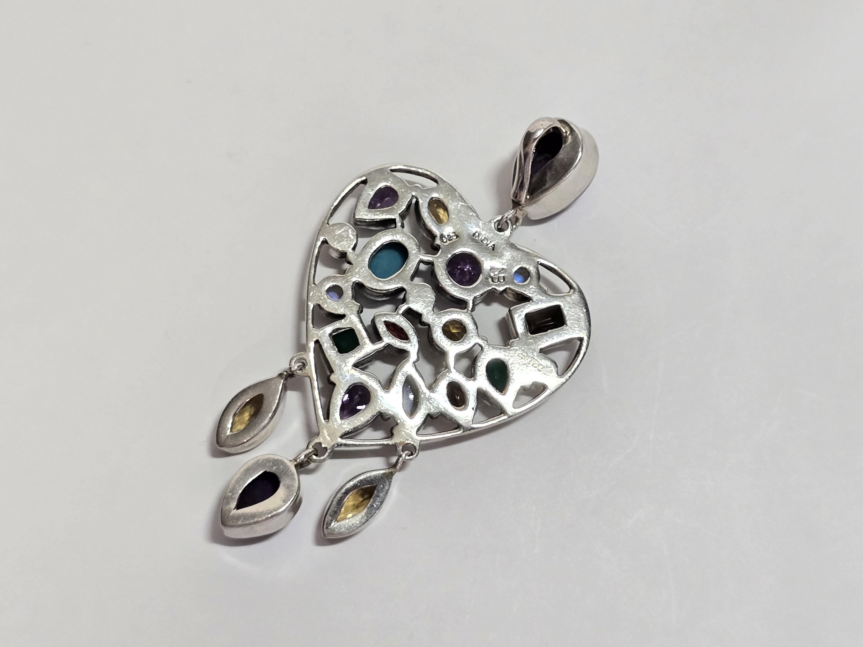Nicky Butler Raj Collection Nicky Butler Sterling Silver Multi Gemstone Heart Pendant - Raj ...