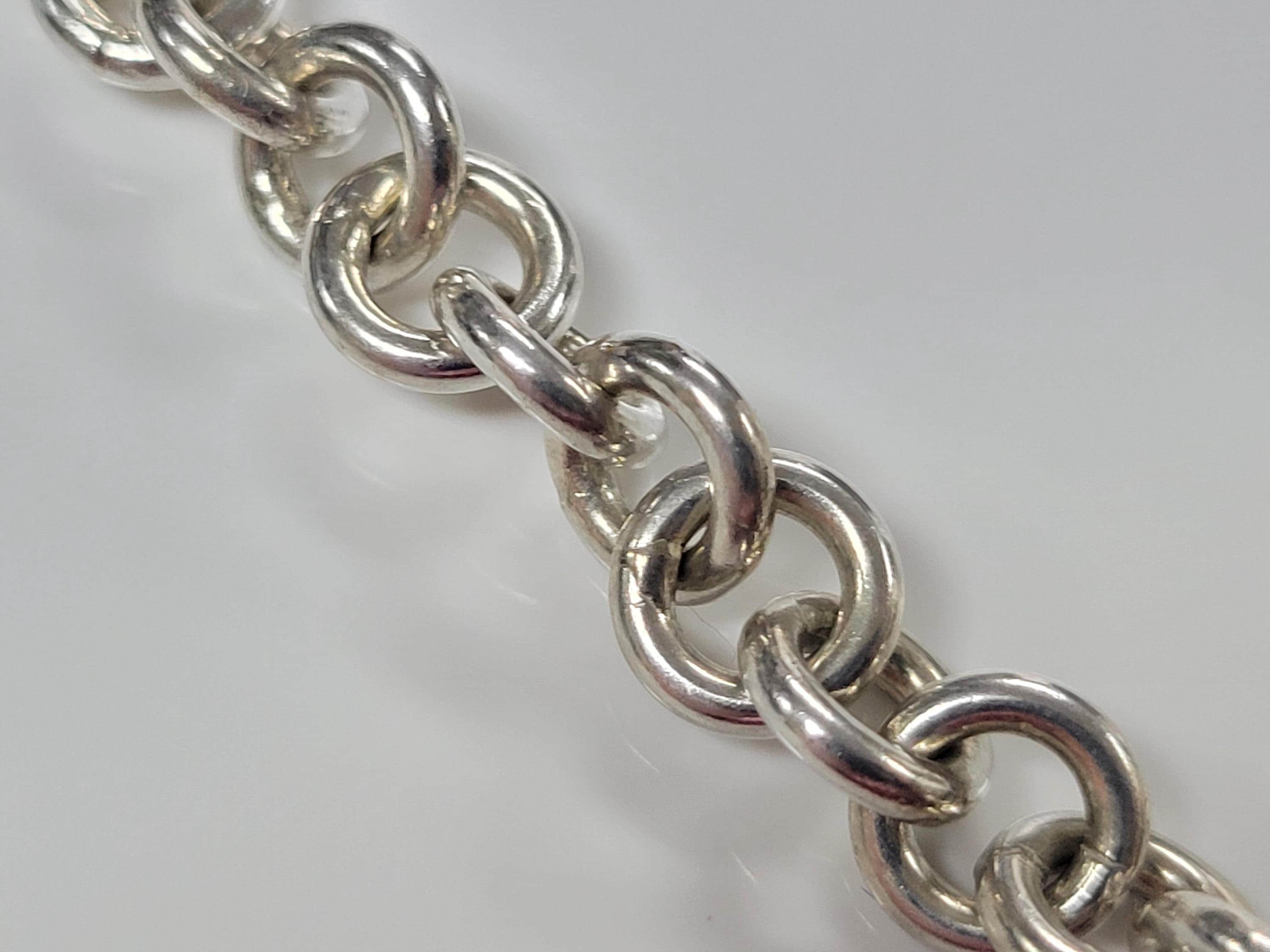 Vintage Sterling Silver Cable Chain Heart Charm Toggle Clasp