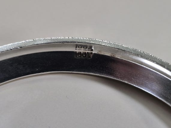 Vintage Fine Silver Textured Stackable Bangle Bra… - image 4