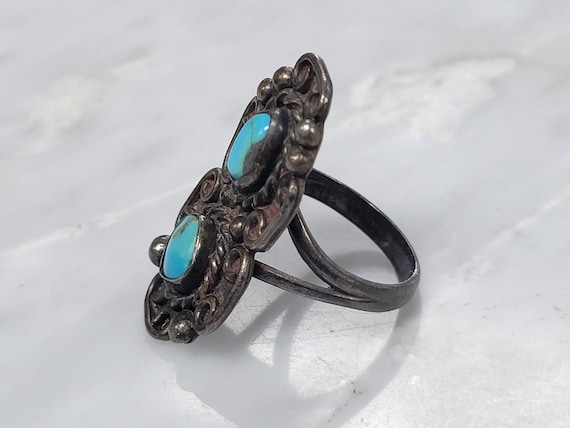 Vintage Sterling Silver Native American Turquoise… - image 2