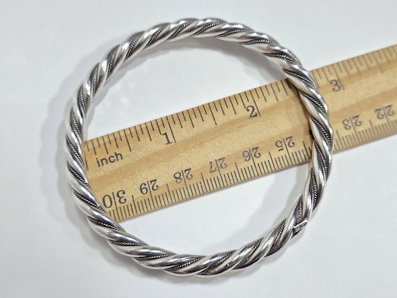 Vintage 900 Silver Twisted Stackable Bangle Brace… - image 6