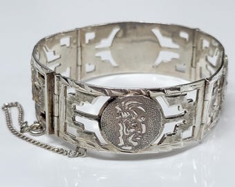 Vintage Joymex Sterling Silver Storyteller Link Aztec Mayan Panel
