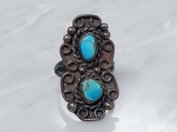 Vintage Sterling Silver Native American Turquoise… - image 6