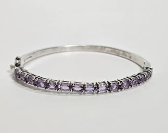 スターリングシルバー パープルキュービックジルコニア 925 ヒンジ付き