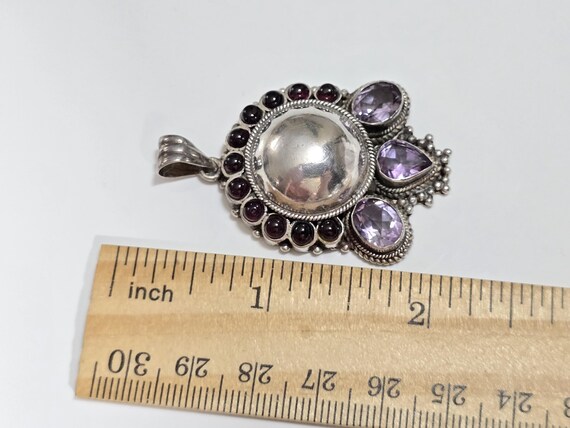 Vintage Sterling Silver Lab Created Amethyst Pendant View 6