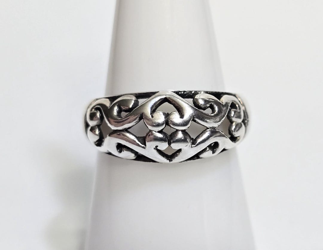 Scroll Work Rings Vintage Sterling Silver Scroll Work Pattern Ring Size 8.75 - Etsy