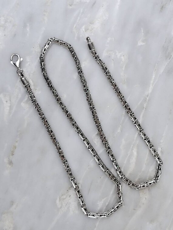 Sterling Silver 4 mm Byzantine Chain Necklace siz… - image 4