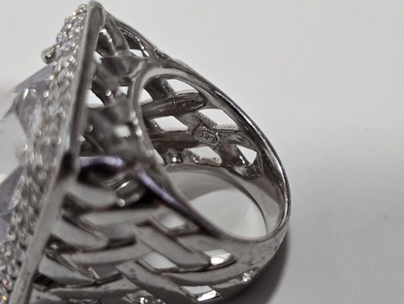 Sterling Silver Statement Ring with Cubic Zirconi… - image 6
