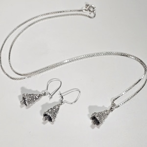 Sterling Silver Christmas Tree Necklace and Earrings Set 18 in