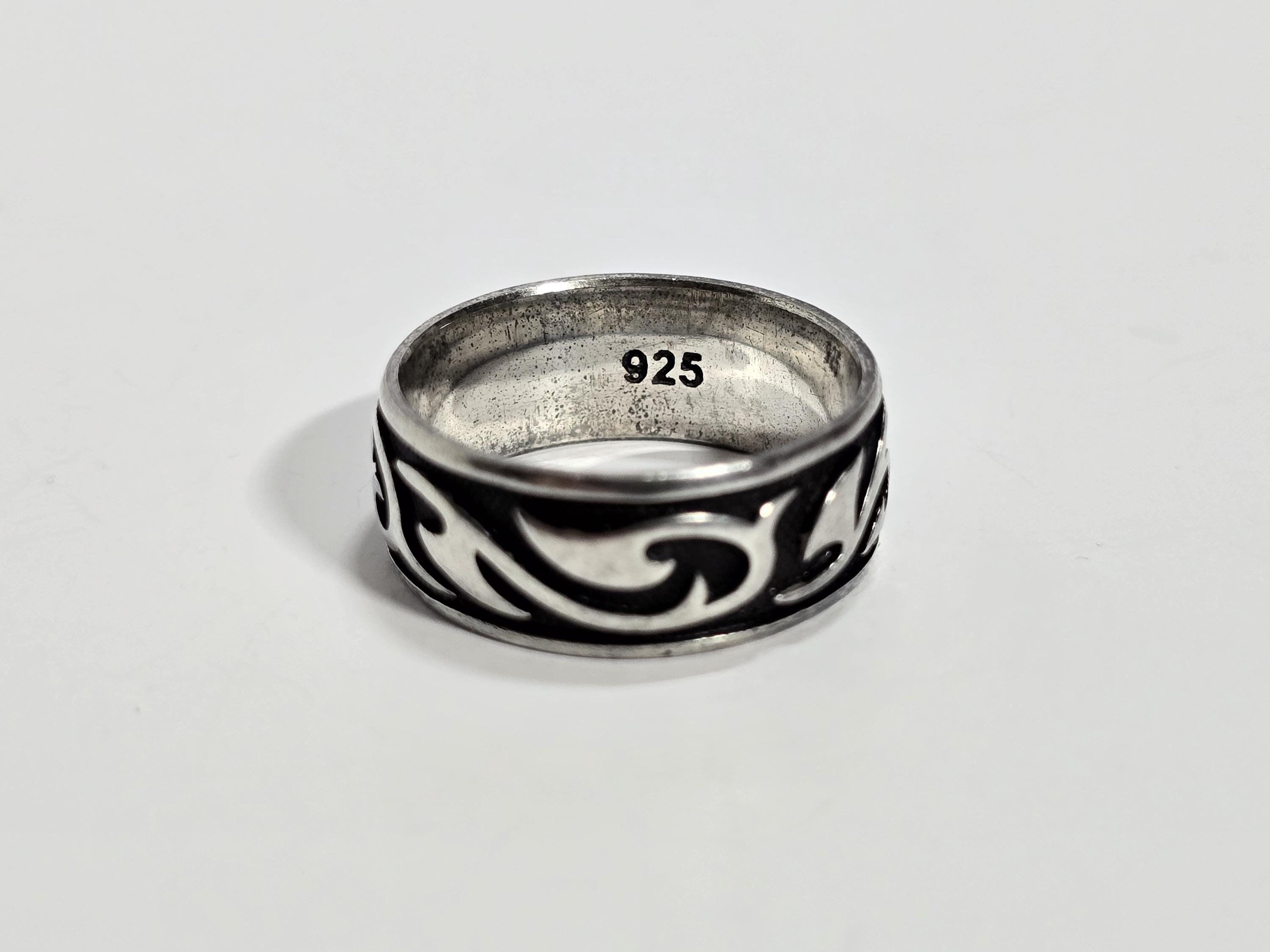 Sterling Silver Oxidized Scrollwork Men's Band Ring Size 9.75 - Etsy