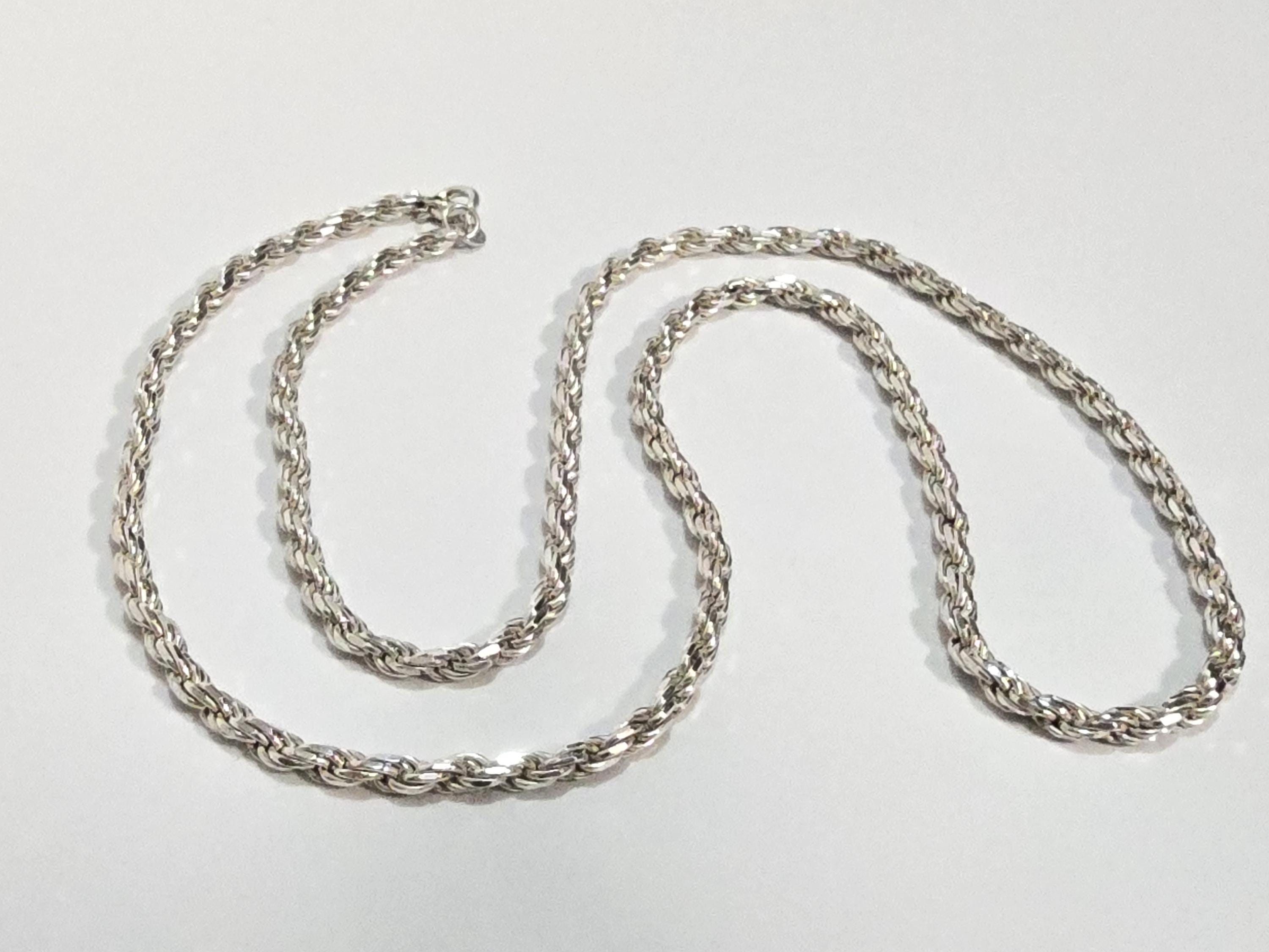 アクセサリー 1980's Euro SV925 Rope Chain Necklace Vintage Sterling Silver Rope Chain Necklace Made in Italy Size
