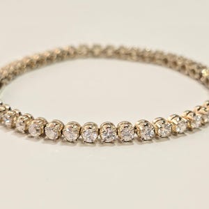 Vintage Sterling Silver With Gold Plated Cubic Zirconia Tennis Bracelet size 6.75 in