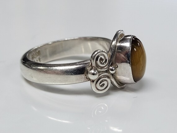 Sajen Sterling Silver Tiger's Eye Solitaire Swirl… - image 3