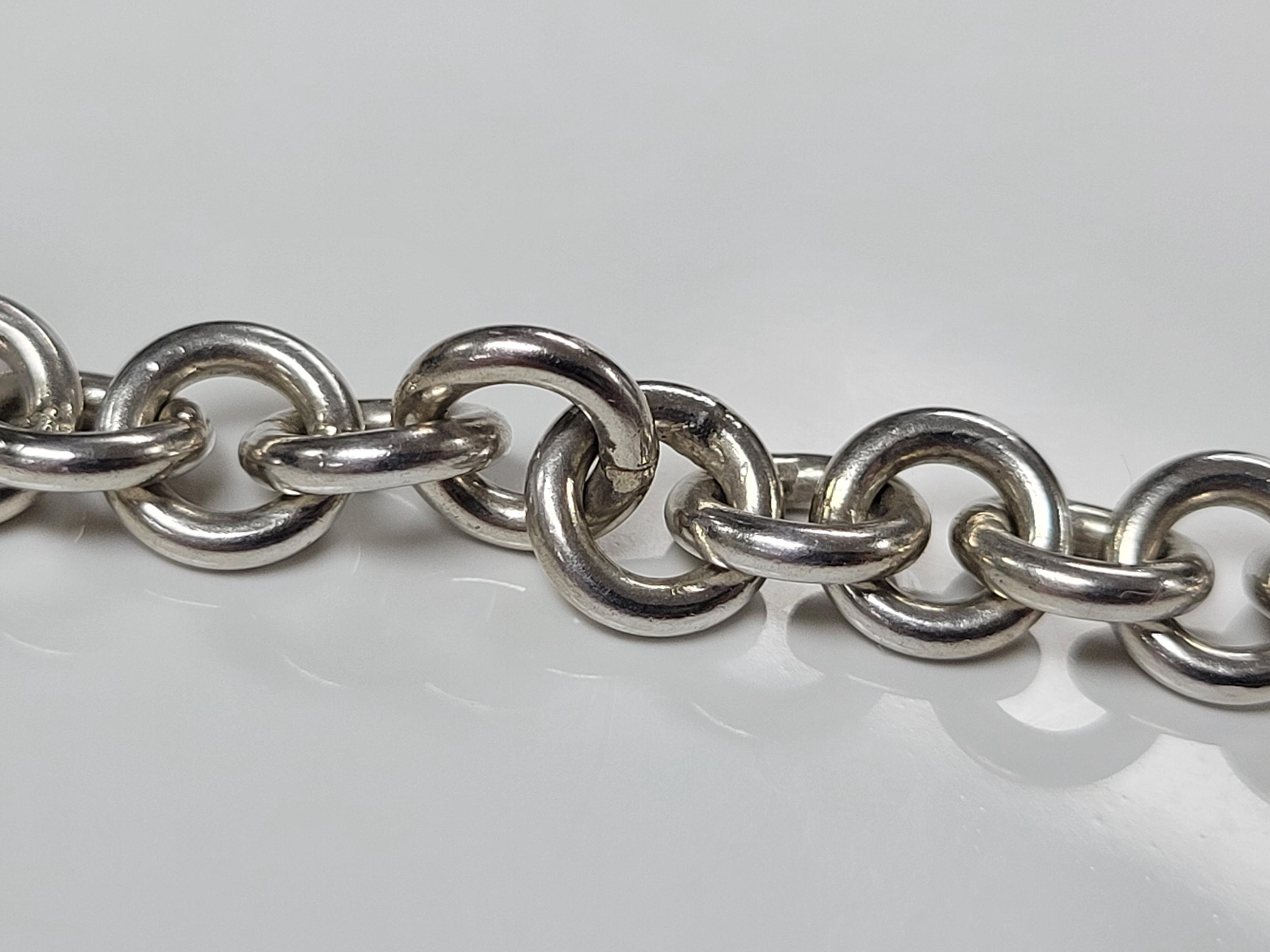 Vintage Sterling Silver Cable Chain Heart Charm Toggle Clasp