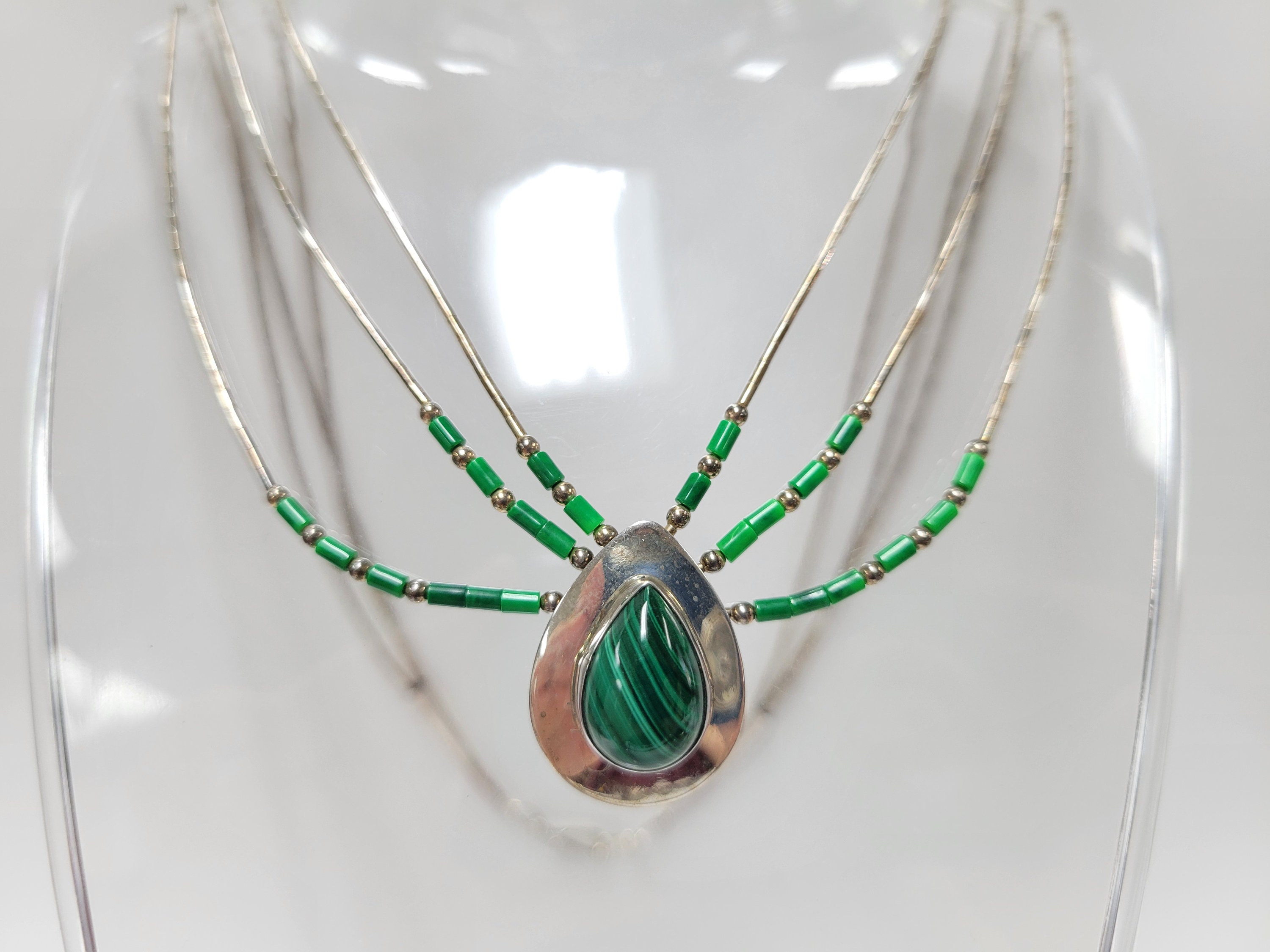 Sensa Eustace Zuni Liquid Sterling Silver and Malachite Necklace