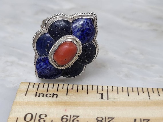 Vintage Sterling Silver Large Lapis Lazuli and Co… - image 7