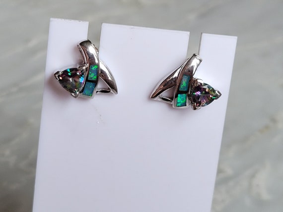Sterling Silver Mystic Topaz And Simulated Opal S… - image 2