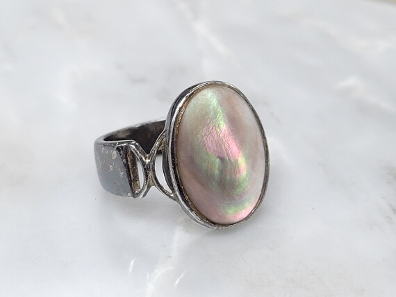 Vintage Sterling Silver Abalone Ring size 7.25 (P… - image 1