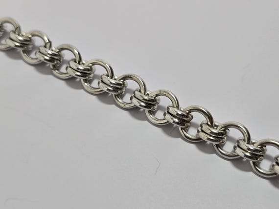 Vintage Sterling Silver Cable Chain Toggle Clasp Bracelet Size