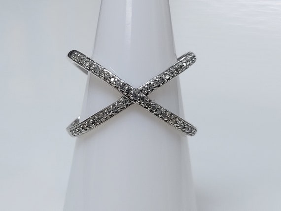 Sterling Silver 0.25ctw Diamonds Criss Cross Band… - image 3