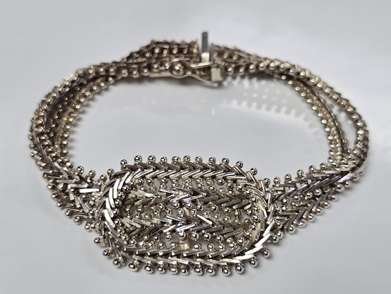 Vintage Sterling Silver Two Strand Knotted Riccio Chain Bracelet