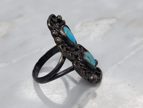 Vintage Sterling Silver Native American Turquoise… - image 3
