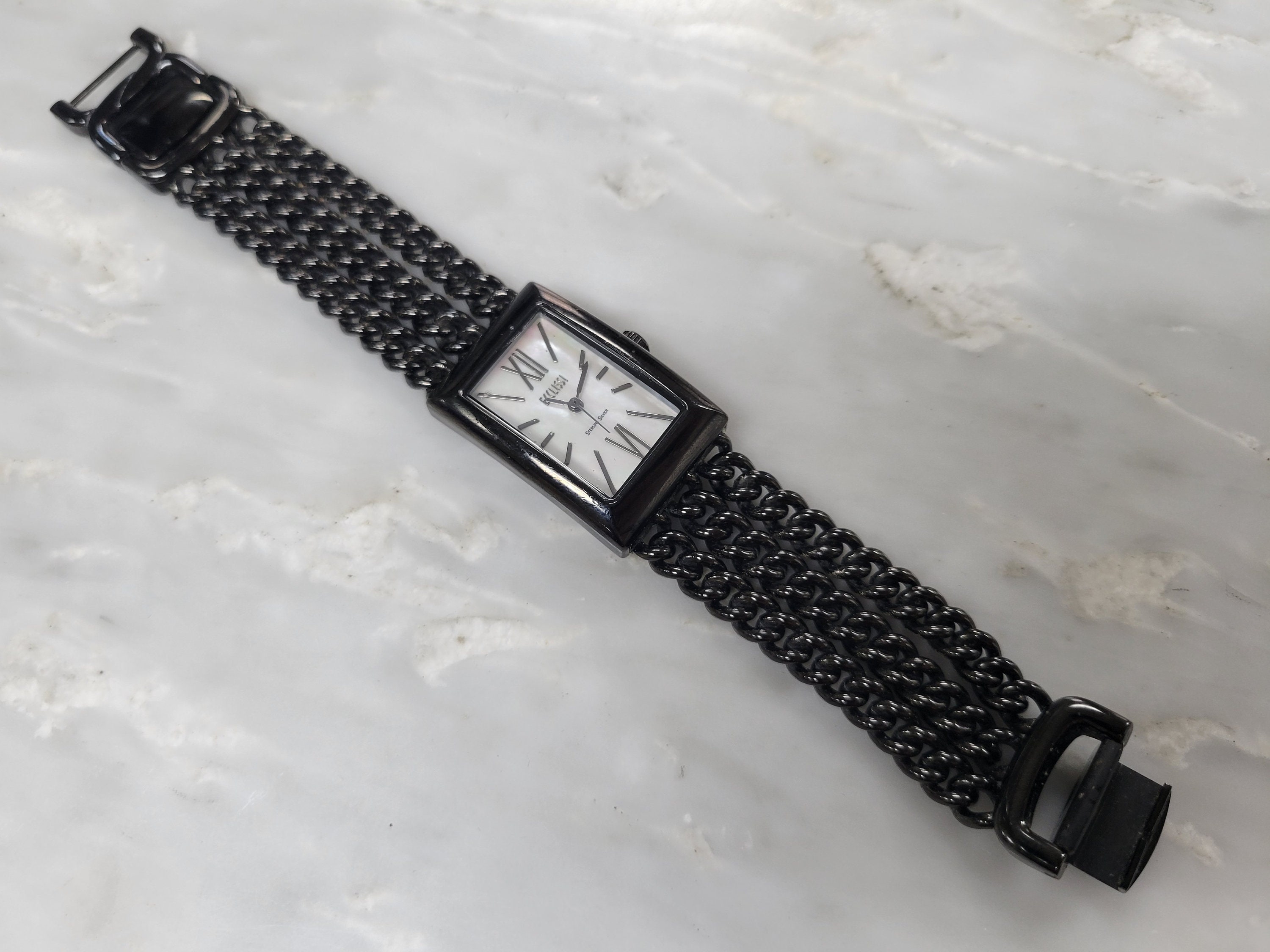 Ecclissi Sterling Silver Black Wristwatch Mother of Pearl  display picture 1