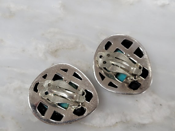Barse Sterling Silver Turquoise Clip On Earrings … - image 2