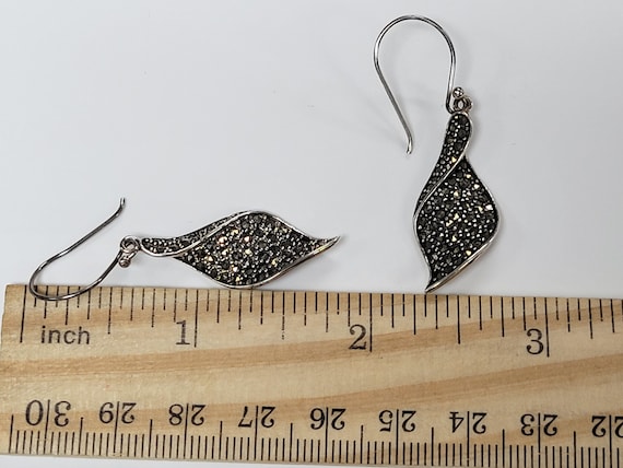 Sterling Silver Marcasites Drop Dangle Earrings (… - image 7