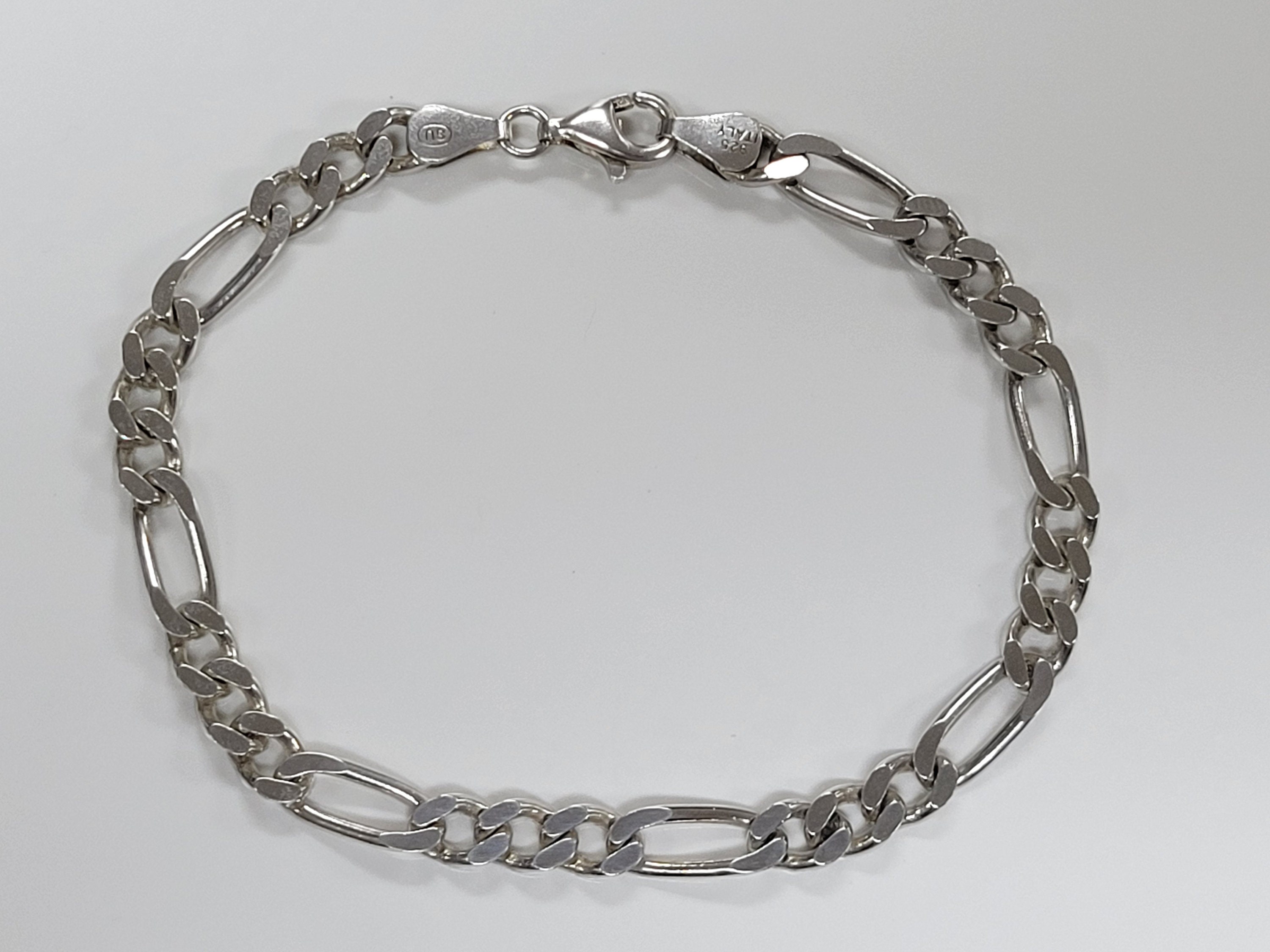 Sterling Silver Figaro Chain Bracelet Size 8 in (S46) - Etsy