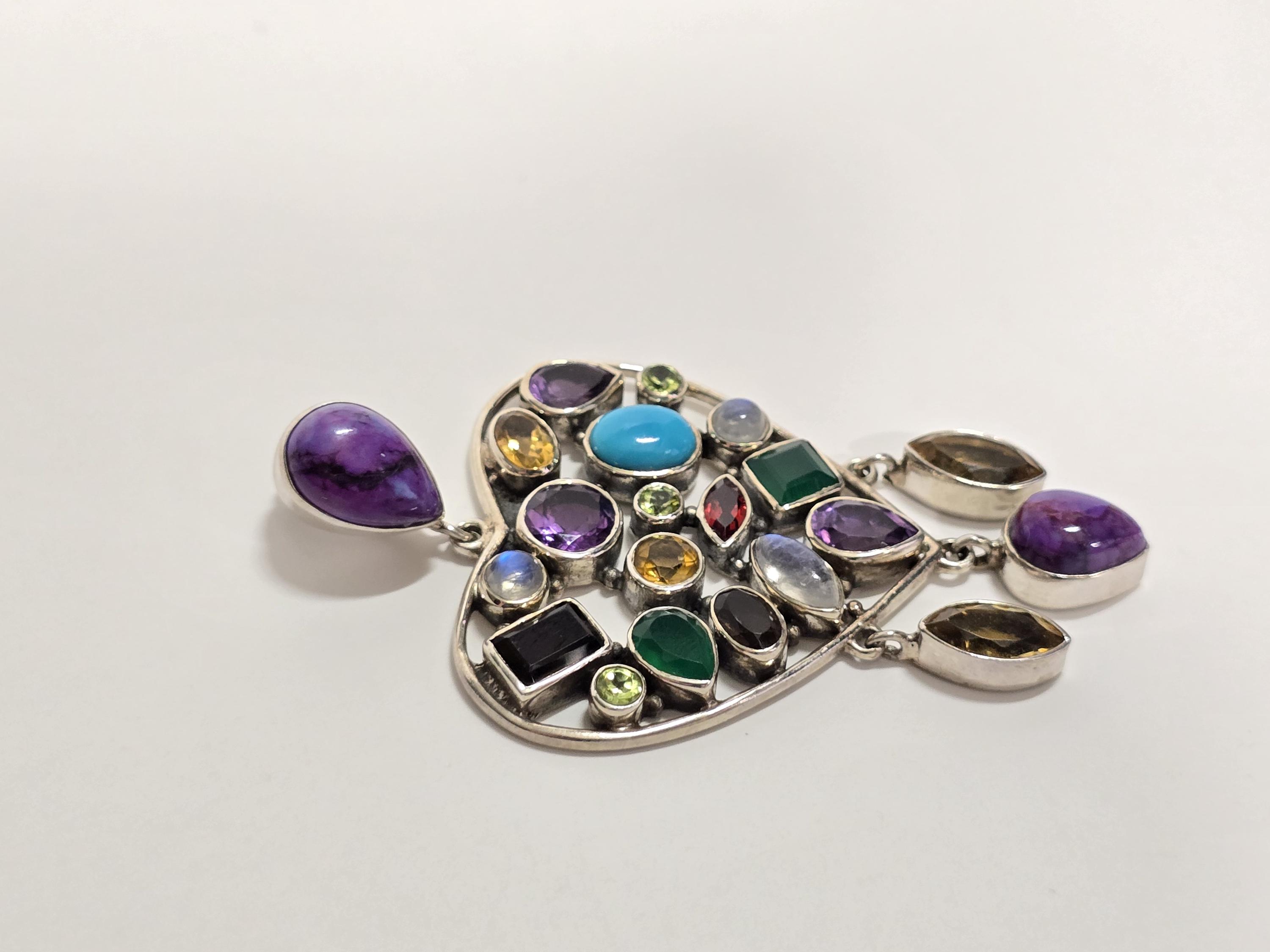 Nicky Butler Raj Collection Nicky Butler Sterling Silver Multi Gemstone Heart Pendant - Raj ...