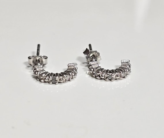 Sterling Silver Diamond Accented Stud Earrings