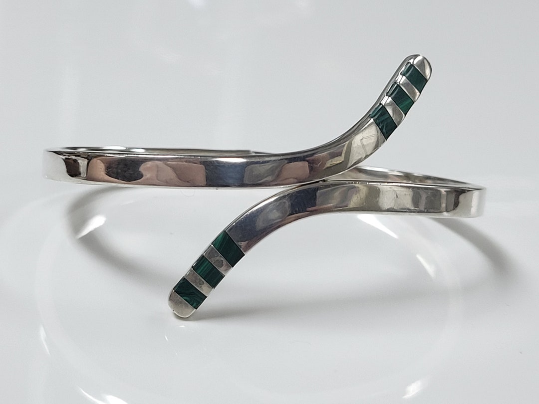 タスコ スターリングシルバー マラカイト ヒンジ付きバングル