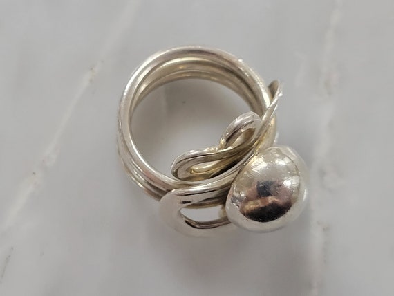Sterling Silver Ball Accented Statement Ring size… - image 4