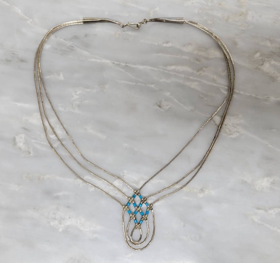 Rising Sun Liquid Sterling Silver and Turquoise B… - image 4