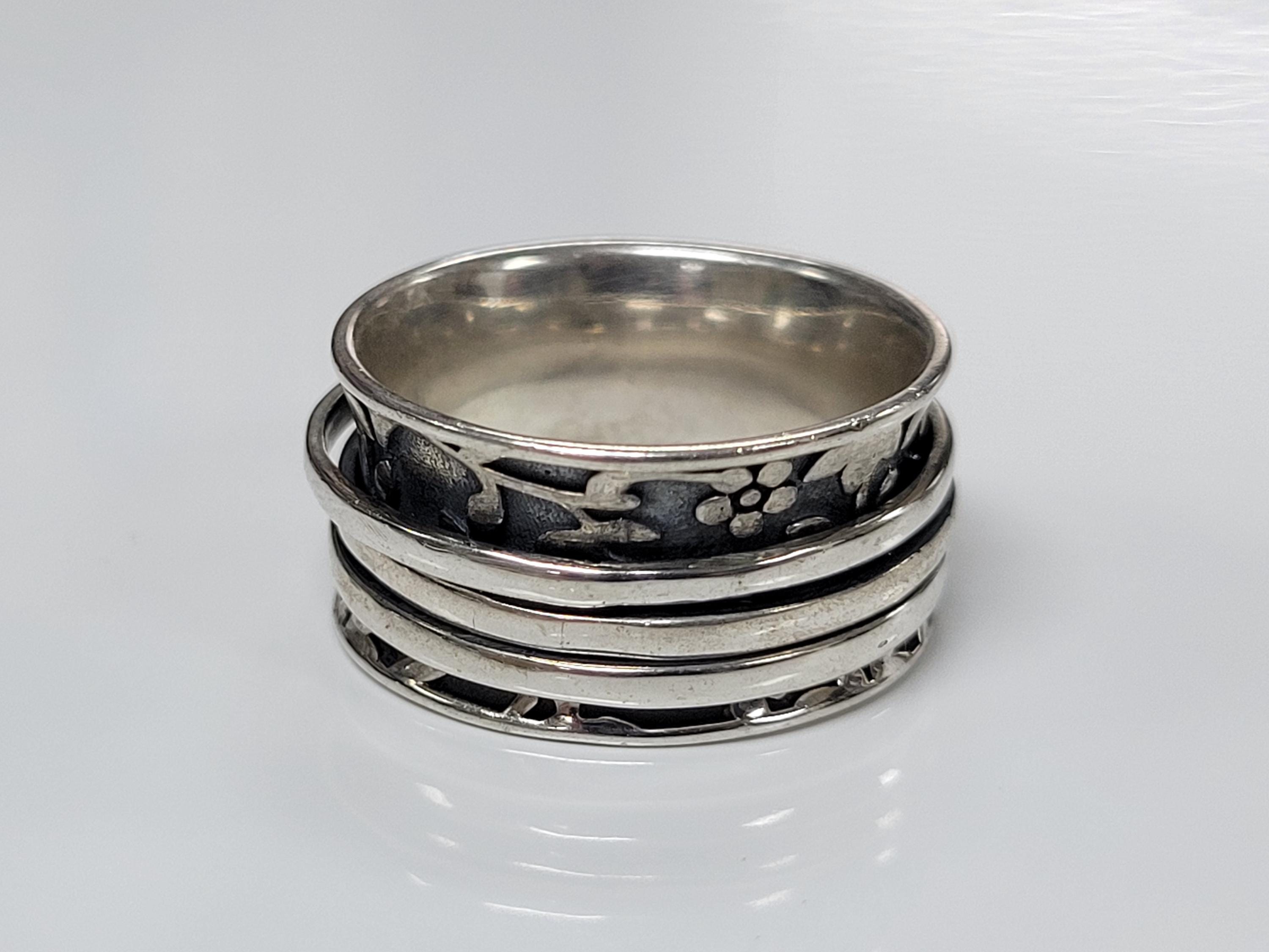 D'joy Sterling Silver Ornate Spinning Band Ring Size 7.5 - Etsy