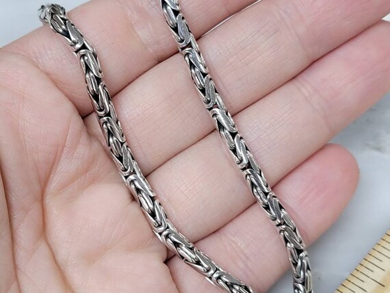 Sterling Silver 4 mm Byzantine Chain Necklace siz… - image 6