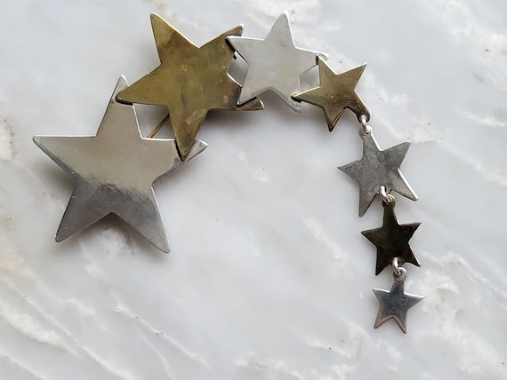 Taxco Sterling Silver And Brass Shooting Star Bro… - image 3