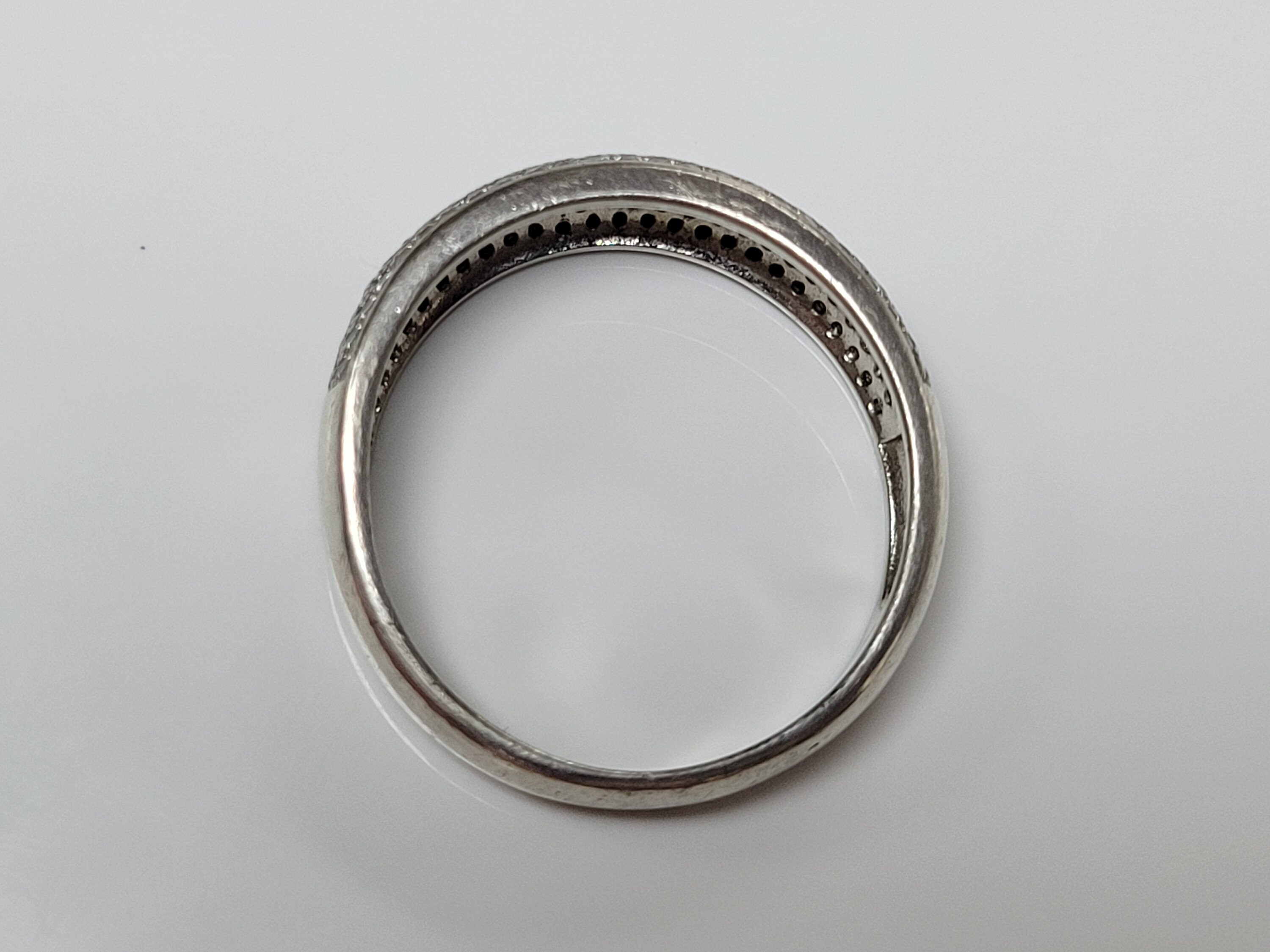 「未使用」クリアｃｚリング Sterling Silver Pave Clear Cubic Zirconia Band Ring Size 11