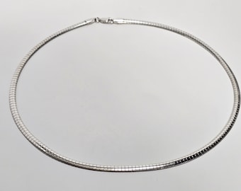 Vintage Sterling Silver Omega Chain Necklace Size 18 in