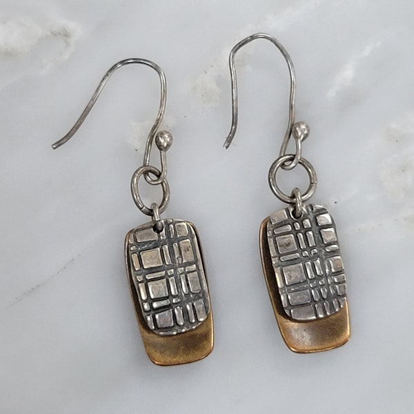 Far Fetched Sterling Silver And Brass Mixed Metals Dangle Drop Earrings (F24)